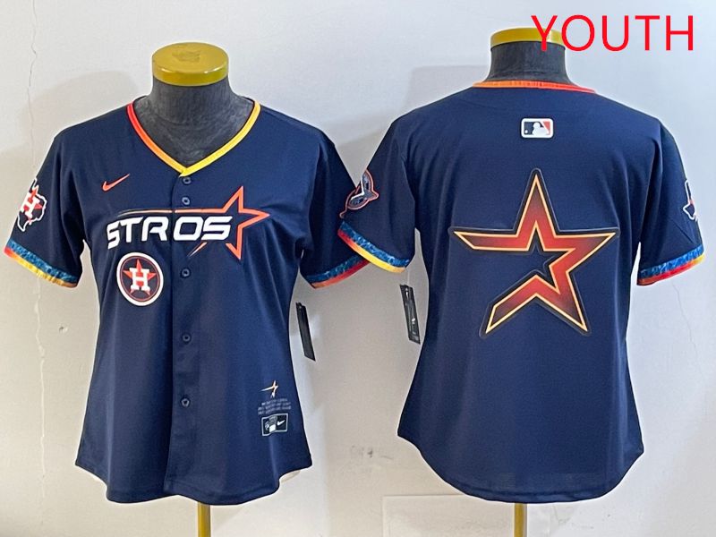Youth Houston Astros Blank Drak Blue Fourth generation Joint Name 2025 Nike MLB Jersey style 9